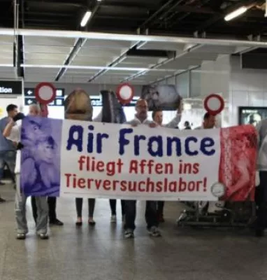Bild: Air France: Lautstarker Boykott-Aufruf am Flughafen Zürich