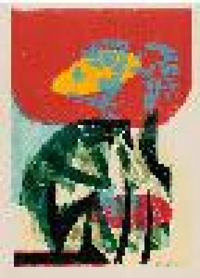 HAP Grieshaber: Rote Blüte, 1958, Holzschnitt/Wertdruckpapier, 52,5 x 39,5 cm