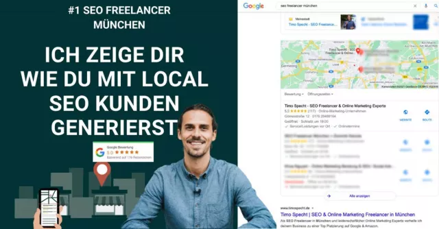 Bild: Hoch 3 - Dein Local SEO Online Videokurs mit Timo Specht. Local SEO Das Funktioniert.