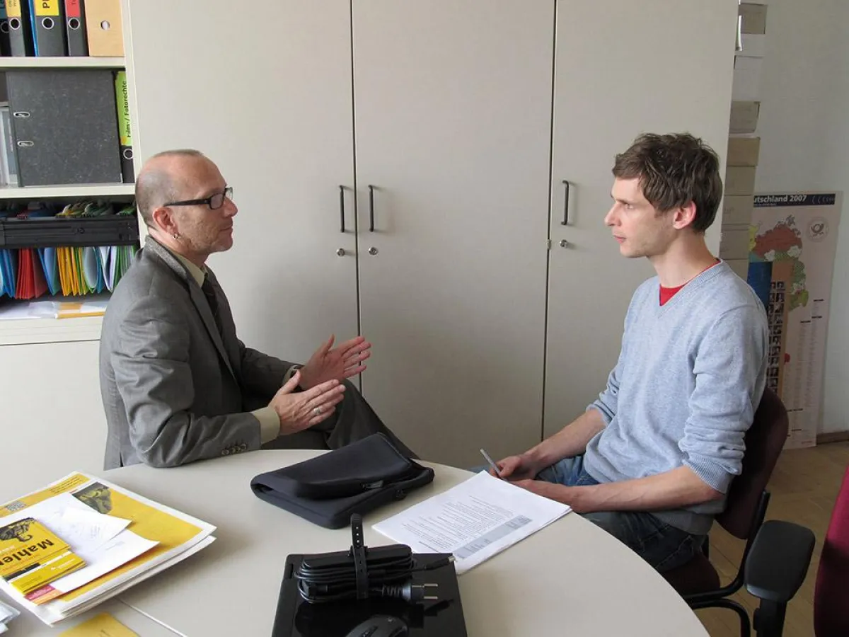 Daniel Römer (i-fabrik GmbH) im Kundeninterview mit Dirk Steiner (Pressesprecher Gewandhaus zu Leipzig)