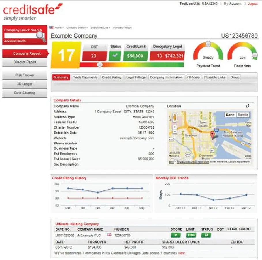 Creditsafe USA Firmenauskunft