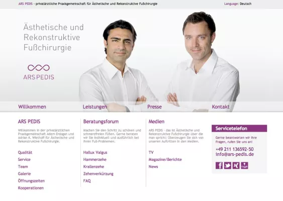 Bild: ARS PEDIS- Düsseldorfs exklusive Praxisgemeinschaft für Fußchirurgie überrascht mit neuem Erscheinungsbild