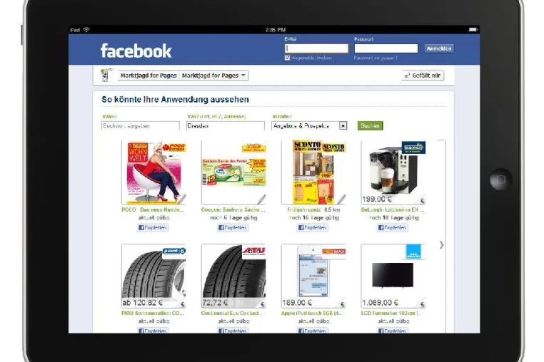 Bild: Auf Facebook Produkte und Prospekte finden: Mit Marktjagd online informieren, vor Ort einkaufen