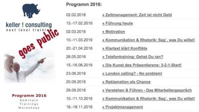 Bild: keller ! consulting veröffentlicht Programm für 2016: Weiterbildung als Wettbewerbsfaktor ansehen