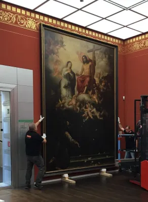 Bild: Crown Fine Art GmbH transportiert Riesengemälde des Malers Murillo zum Museo de Bellas Artes in Sevilla