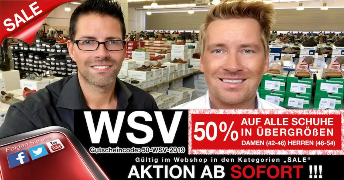 50% Rabatt auf große Damenschuhe sowie 50% Rabatt große Herrenschuhe bei schuhplus