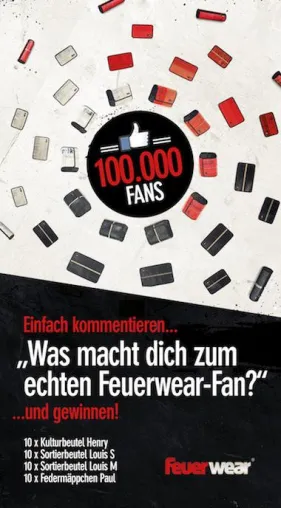 Feuerwear erreicht jetzt über 100.000 Fans auf Facebook Bild: Feuerwear erreicht jetzt über 100.000 Fans auf Facebook