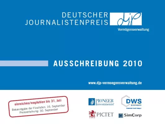 Bild: Deutscher Journalistenpreis Vermögensverwaltung (djp): Auslobung 2010