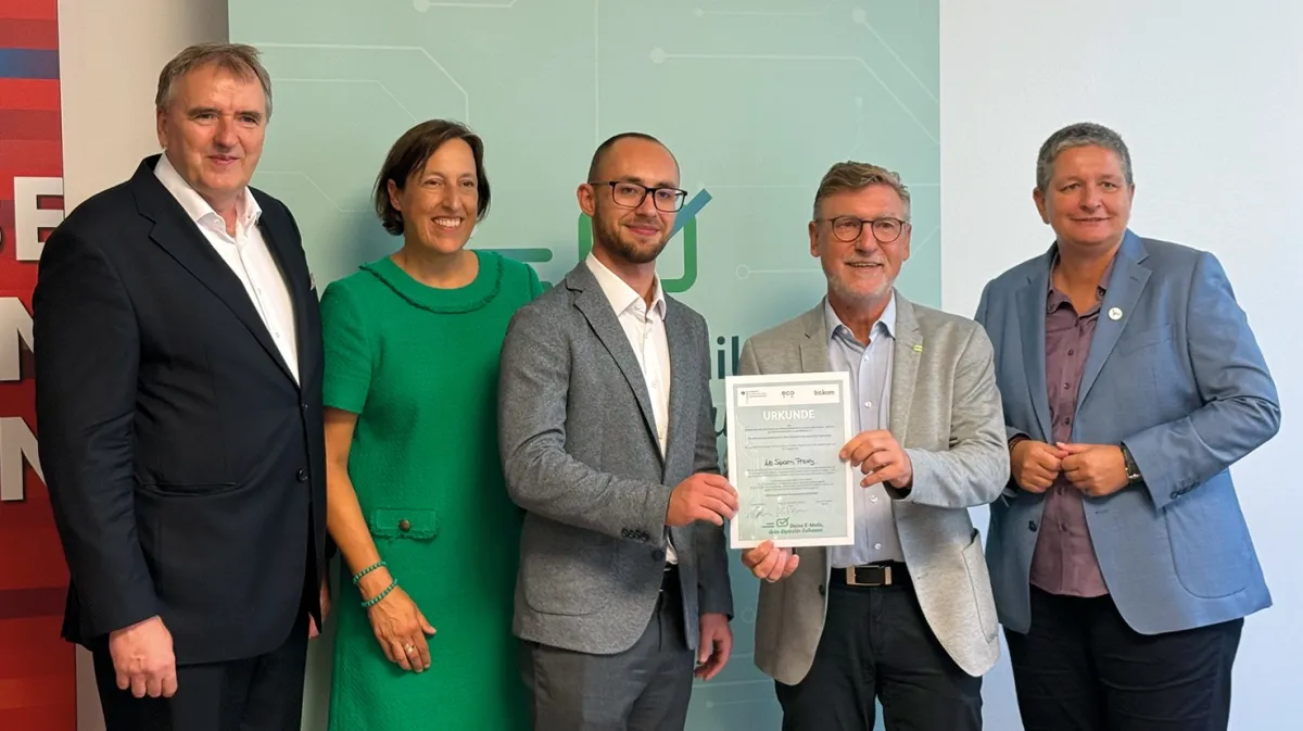 N. Pohlmann (ECO), S. Dehmel (Bitkom), L. Sommer und H. Joepen (NoSpamProxy), C. Plattner (BSI) v.l. (© NoSpamProxy)