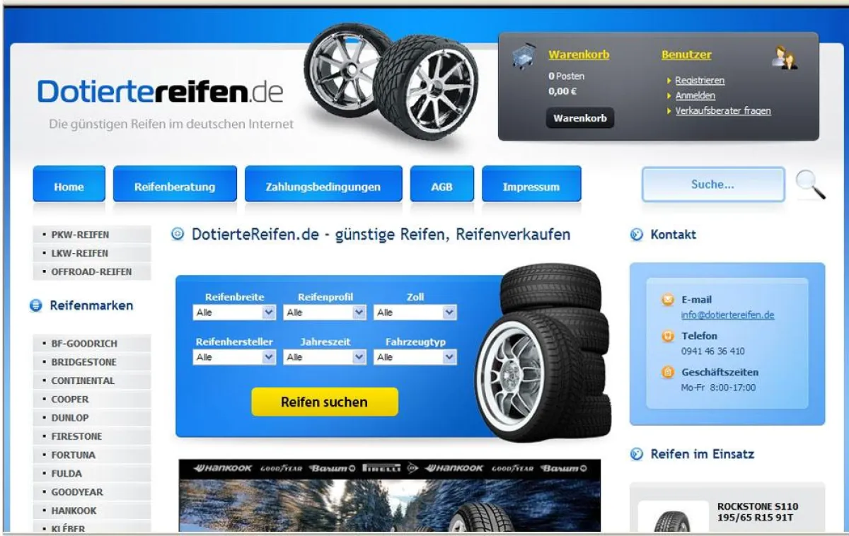 Der neue Reifen-Onlineshop von DotierteReifen.de