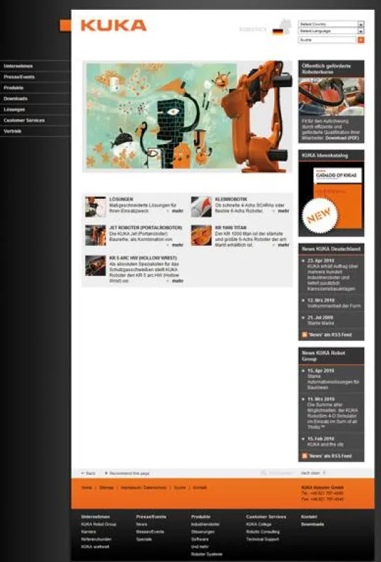 Die neue KUKA Startseite