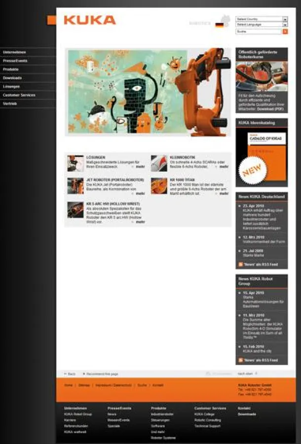 Die neue KUKA Startseite
