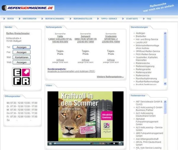 Bild: Reifenhändler Suchmaschine reifensuchmaschine.de mit neuem Design