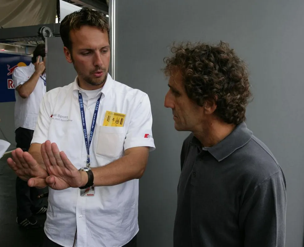 Feinabstimmung unter Profis: Alex Stehlig (links) und Alain Prost (rechts).