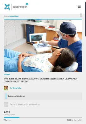 Bild: Petition an Bundestag fordert faire Neuregelung für Zahnmedizin – bereits mehr als 1000 Stimmen nach 6 Wochen