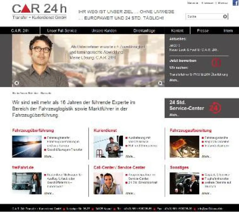 Neue Website für die C.A.R. 24h Transfer + Kurierdienst GmbH
