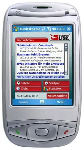 Bild: Bundesliga Mobil - die Bundesliga auf dem Pocket PC
