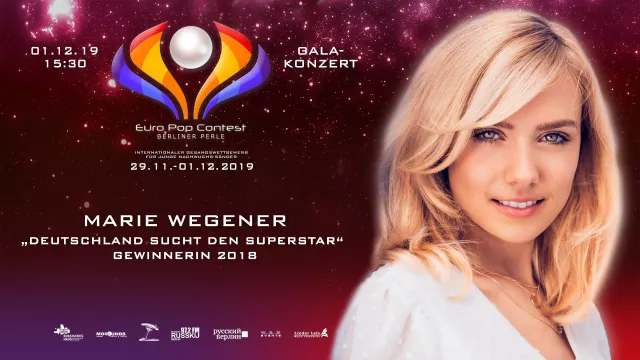 Marie Wegener tritt beim Galakonzert des Euro Pop Contests mit 24 teilnehmenden Ländern auf! Bild: Marie Wegener tritt beim Galakonzert des Euro Pop Contests mit 24 teilnehmenden Ländern auf!