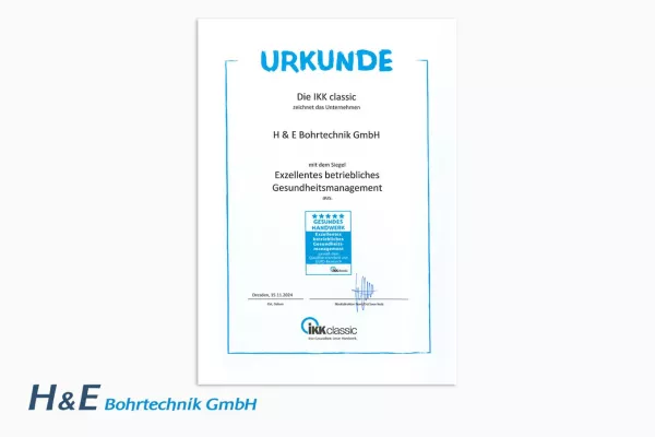 Bild: H&E Bohrtechnik erhält Exzellenzsiegel bei Corporate Health Award im Handwerk