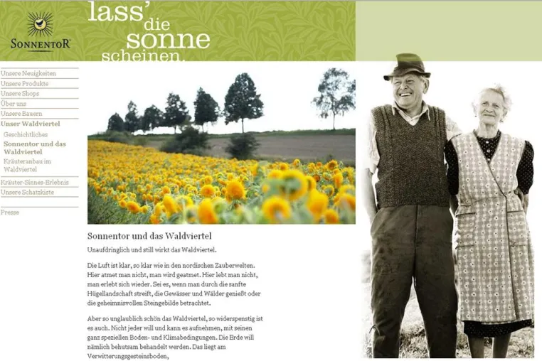 SONNENTOR Homepage im neuen Design Bild: SONNENTOR Homepage im neuen Design
