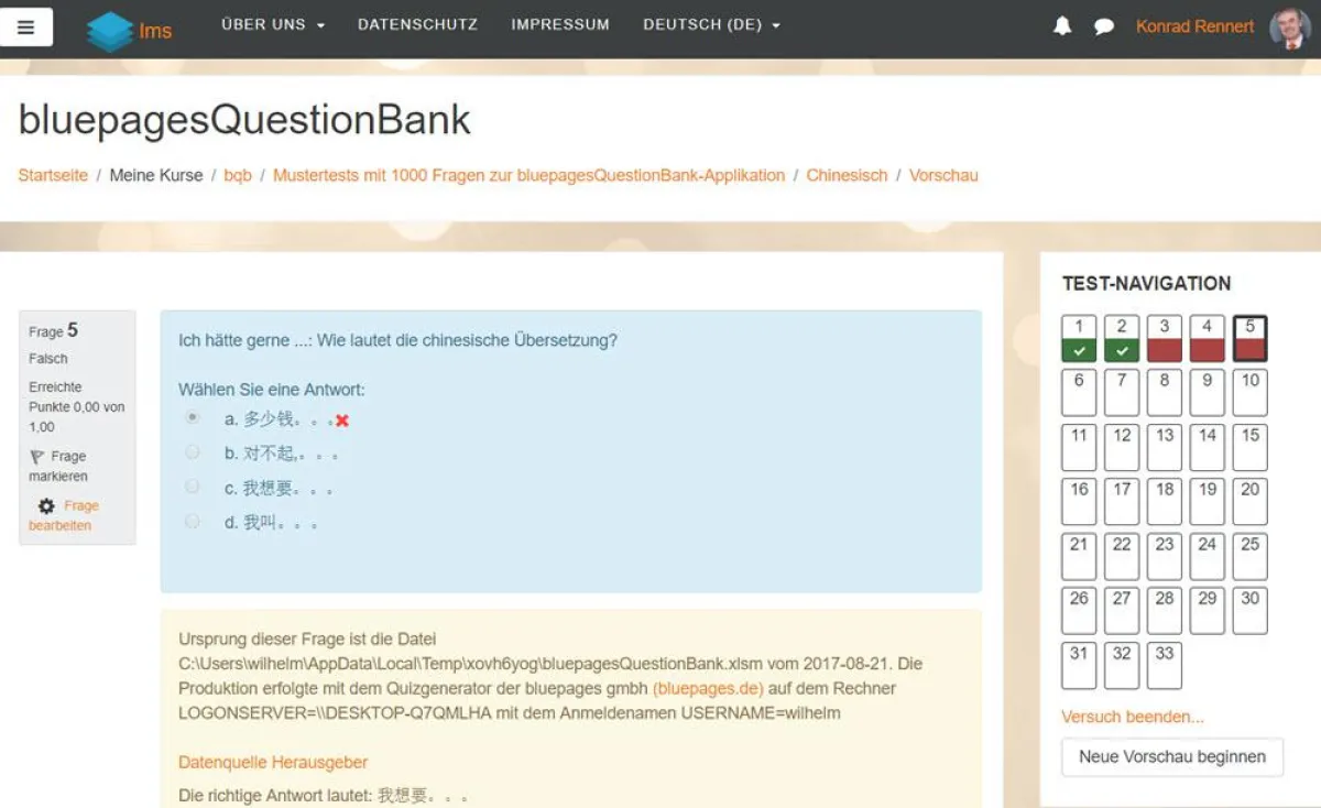Ein Chinesisch-Test ist schnell erstellt, wenn die Vokabelliste vorliegt