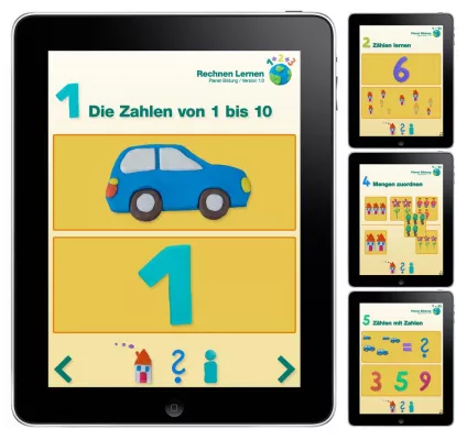 Bild: Kinder üben mit Lern-App die Zahlen von 1 bis 10 – Planet Bildung bringt neue Lernsoftware für iPad heraus