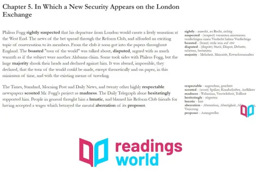 Bild: Readings.World startet neuen Onlinedienst: Kostenlose englische Bücher mit zweisprachigem Wörterbuch