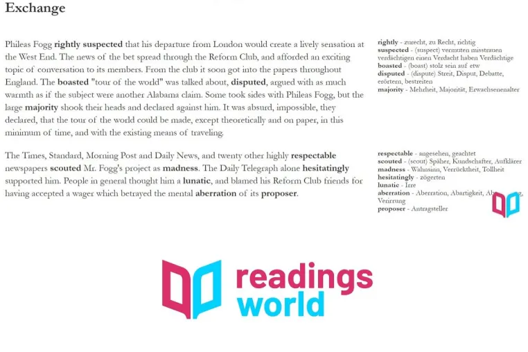 Bild: Readings.World startet neuen Onlinedienst: Kostenlose englische Bücher mit zweisprachigem Wörterbuch