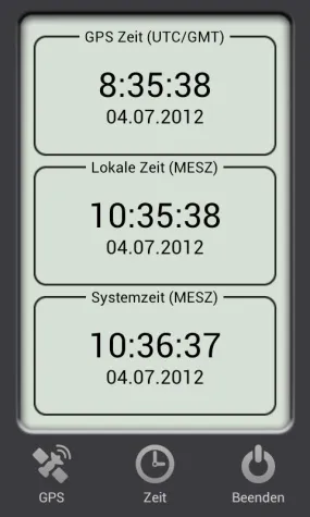 Bild: Android App "Satellite Time Reader" ermöglicht GPS basierte Anzeige von Zeit + Datum
