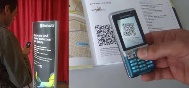 Bild: Filmfestprogramm immer und überall - Das Filmprogramm per Bluetooth-Säule und QR-Code aufs Handy laden