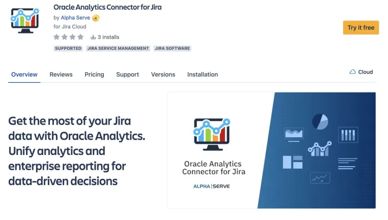 Bild: Alpha Serve präsentiert Oracle Analytics Connector für Jira App auf dem Atlassian Marketplace