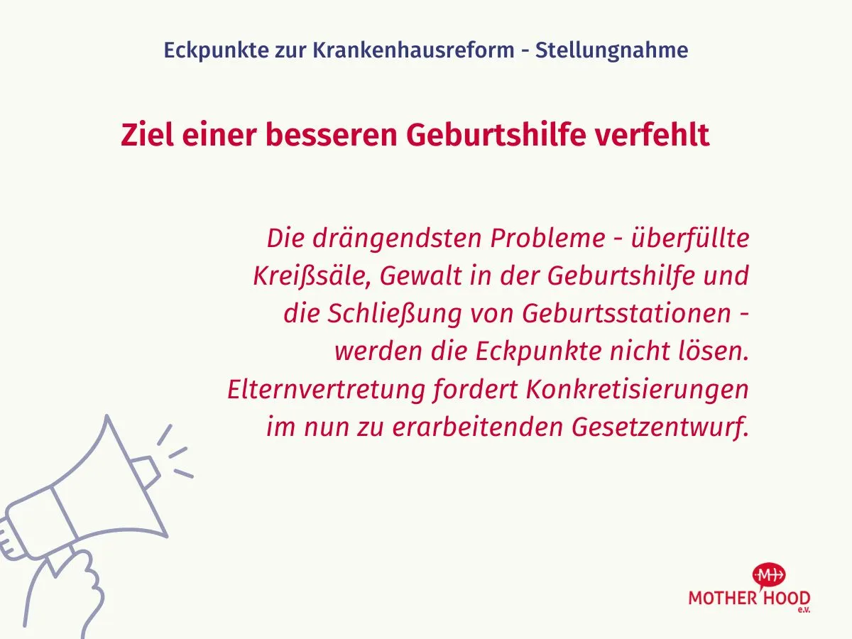 Krankenhausreform: Eckpunkte verfehlen Ziel einer besseren Geburtshilfe (© Mother Hood e.V.)
