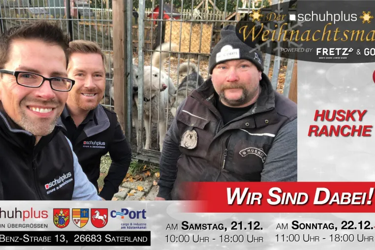 Bild: Im Saterland am c-Port gibt es Hundeschlittenfahrten beim ersten schuhplus - Weihnachtsmarkt