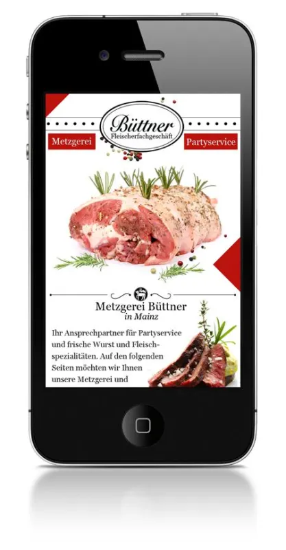 Mobile Website von Euroweb für mittelständischen Fleischereifachbetrieb