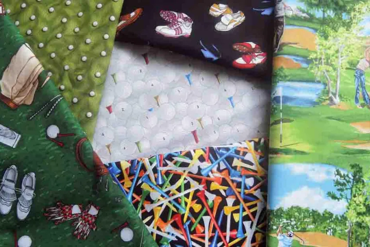 Bild: Bedruckte Baumwollstoffe mit Golfmotiven aus den USA im PROANNE Shop