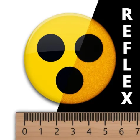 Bild: Ein Button mit dem Plus an Sicherheit - stylebutton.de bringt reflektierenden Blindenbutton auf den Markt