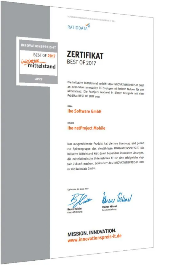 Innovationspreis-IT für ibo netProject Mobile