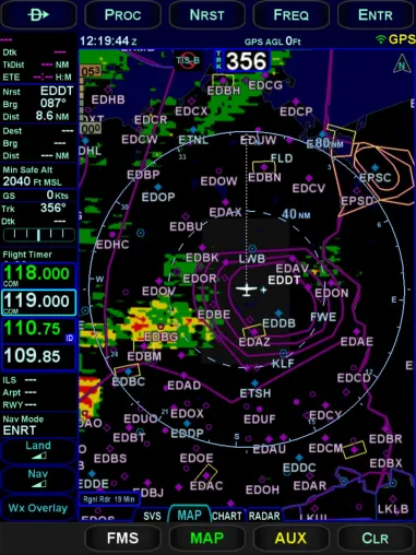 Bild: sky[nav]pro™ Wetter- und Traffic nun auch für AVIDYNE verfügbar