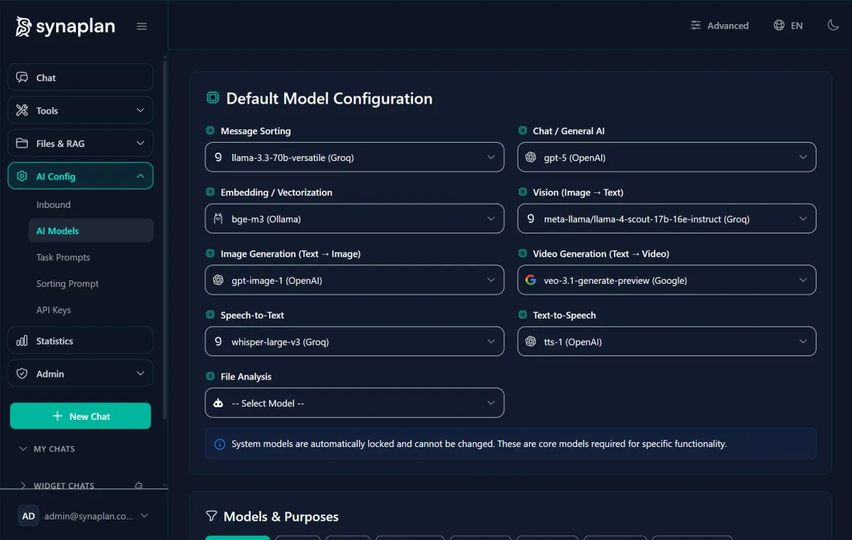 synaplan ist die deutsche Open Source KI Verwaltungssoftware (© metadist GmbH)