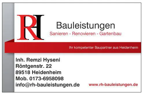 Bild: RH-Bauleistungen - Ihr Baupartner aus Heidenheim, nun auch im Internet präsent.