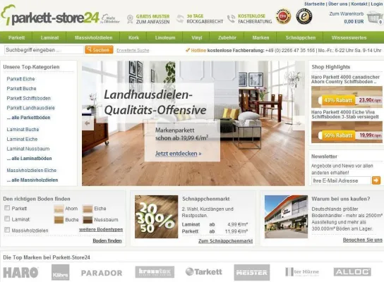 Bild: Parkett-Store24.de bietet übersichtliches Menü und einfache Handhabung