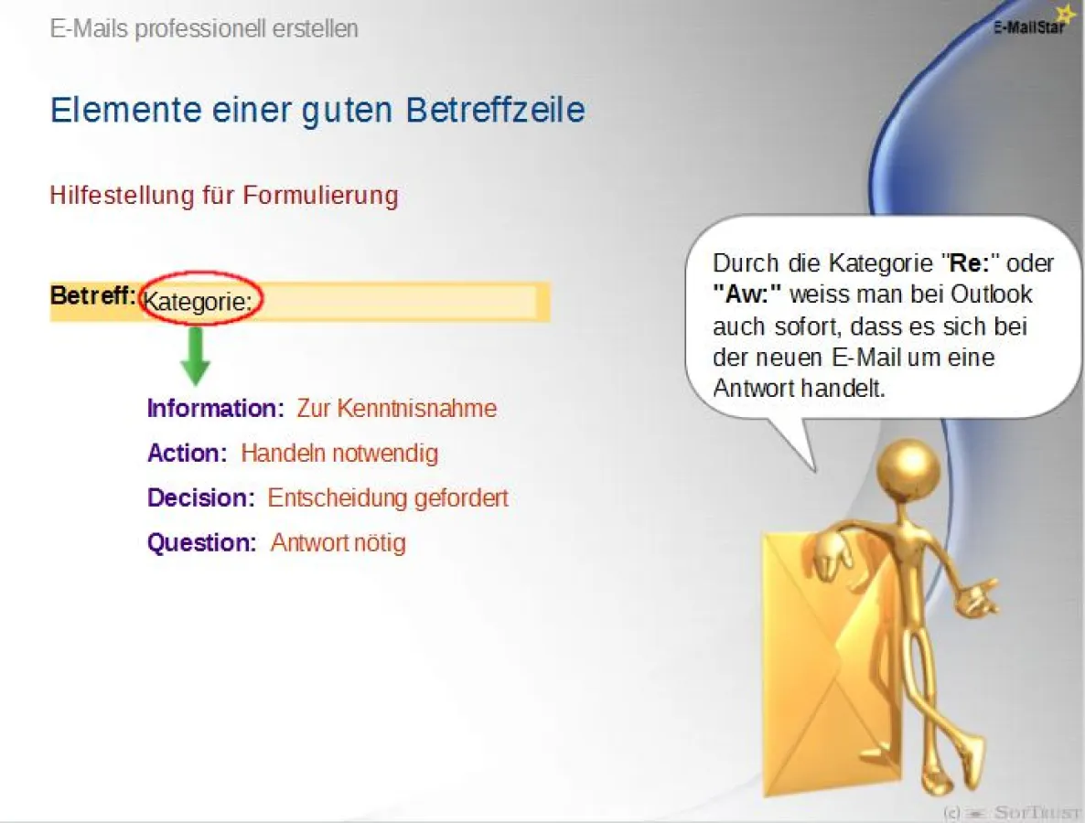 Screen-Shot E-Mail-Effizienzkurs von SofTrust Consulting