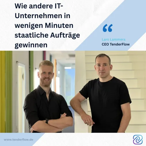 Bild: TenderFlow macht öffentliche Aufträge per KI zugänglich – erster Kunde gewinnt sechsstelligen Auftrag.