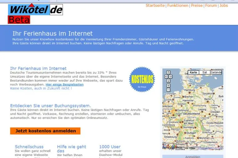 Bild: Kostenlose Homepage für Ferienwohnungen