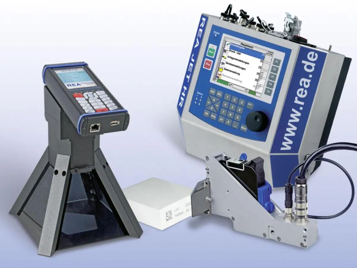 Zur optimalen Abstimmung des Drucksystems  auf das zu beschriftende Material - Gesamtlösung  aus REA JET HR Drucksystem und REA Verifier MLV-2D.