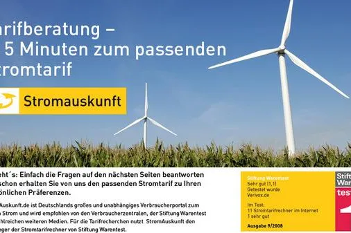StromAuskunft startet ersten Online Stromtarifberater - In 5 Minuten zum passenden Stromtarif Bild: StromAuskunft startet ersten Online Stromtarifberater - In 5 Minuten zum passenden Stromtarif