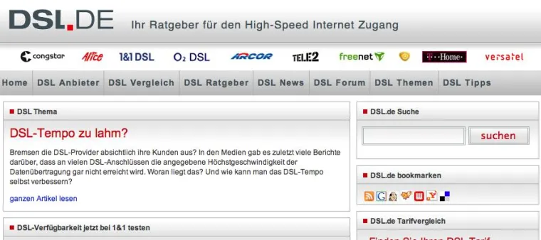 Kostenlose Kundenhotline und Relaunch bei DSL.de Bild: Kostenlose Kundenhotline und Relaunch bei DSL.de