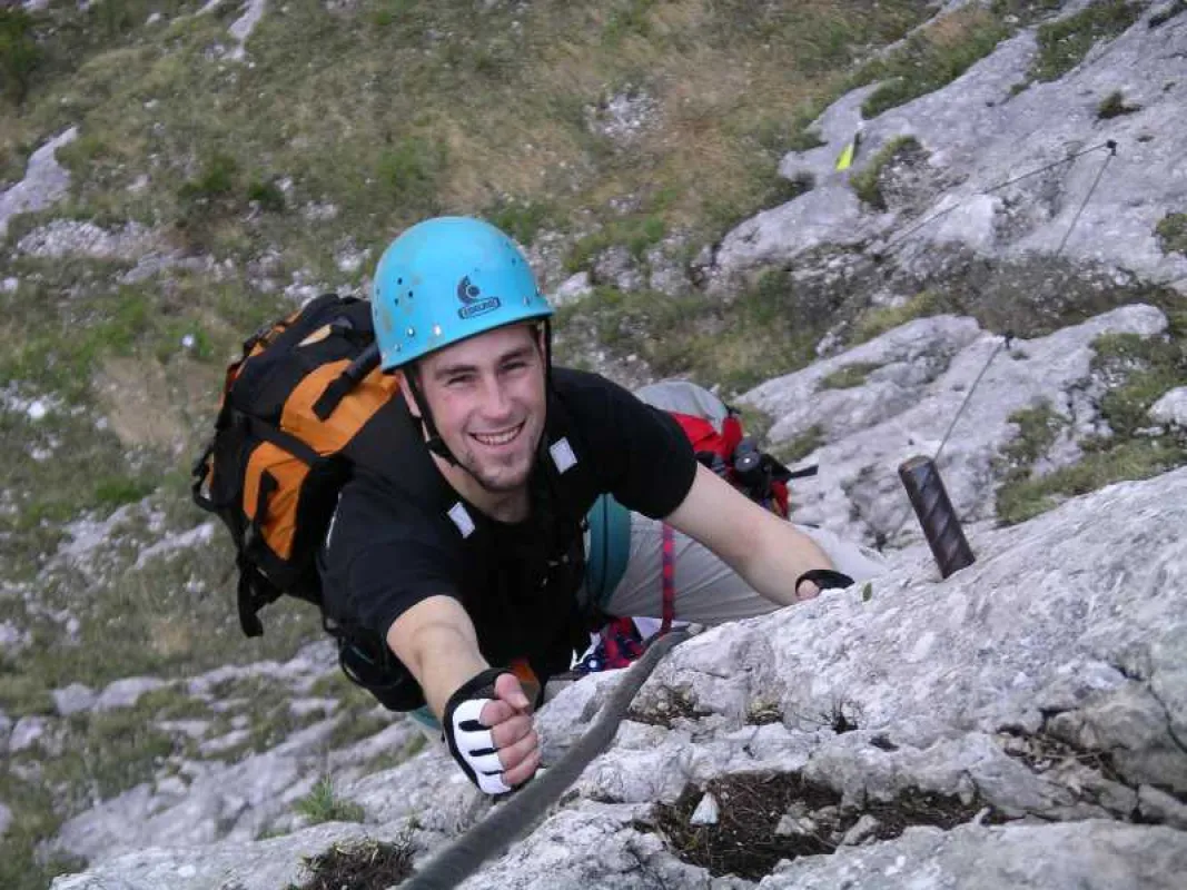 Ralf Stute im Seewand Klettersteig, Hallstätter See