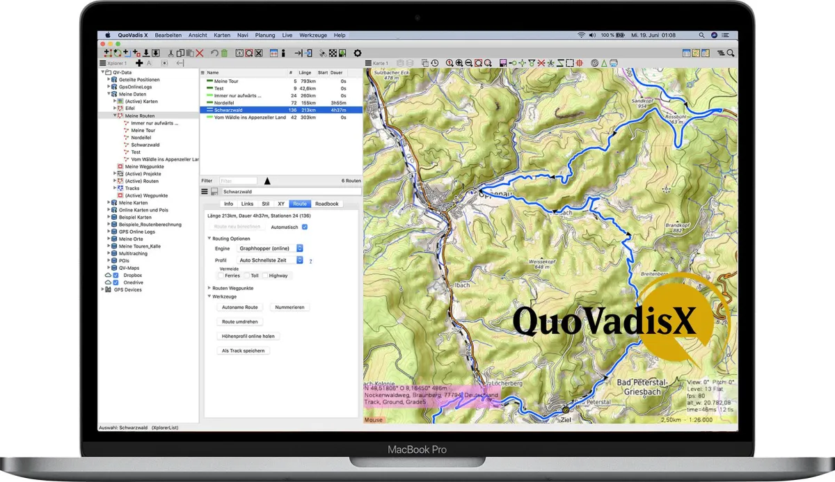 QuoVadis X - Software für GPS, Navigation und Reiseplanung.