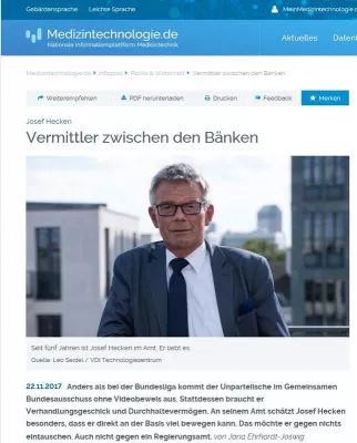Bild: Josef Hecken: Nutzenbewertung von Medizinprodukten sollte nicht zur Innovationsbremse werden